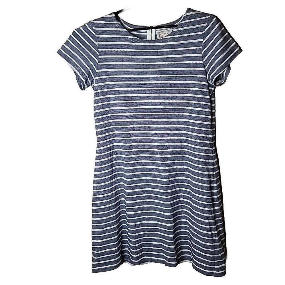 Sail To Sable STS Women's Blue White Stripe Knit Resort Dress Size Large t73